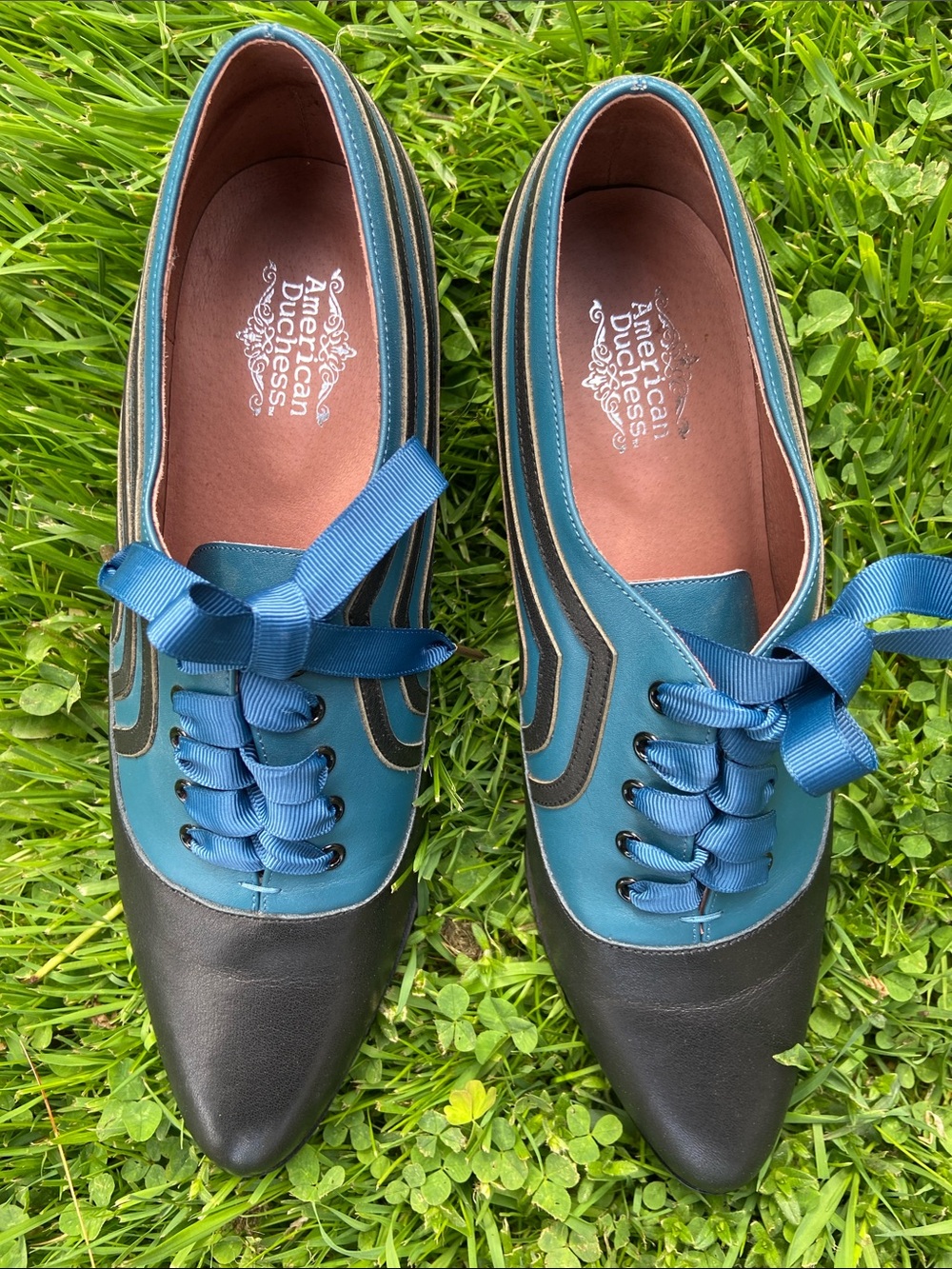 American Duchess Bernadette Blue/Black Edwardian Oxford Shoe Women's Size 9.5 - Picture 9 of 14
